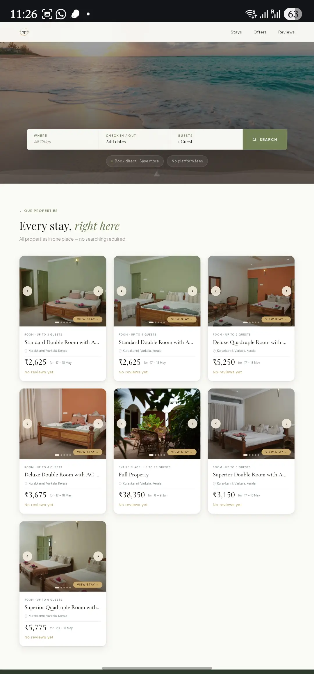 Rukiye Zara booking website shown to guests
